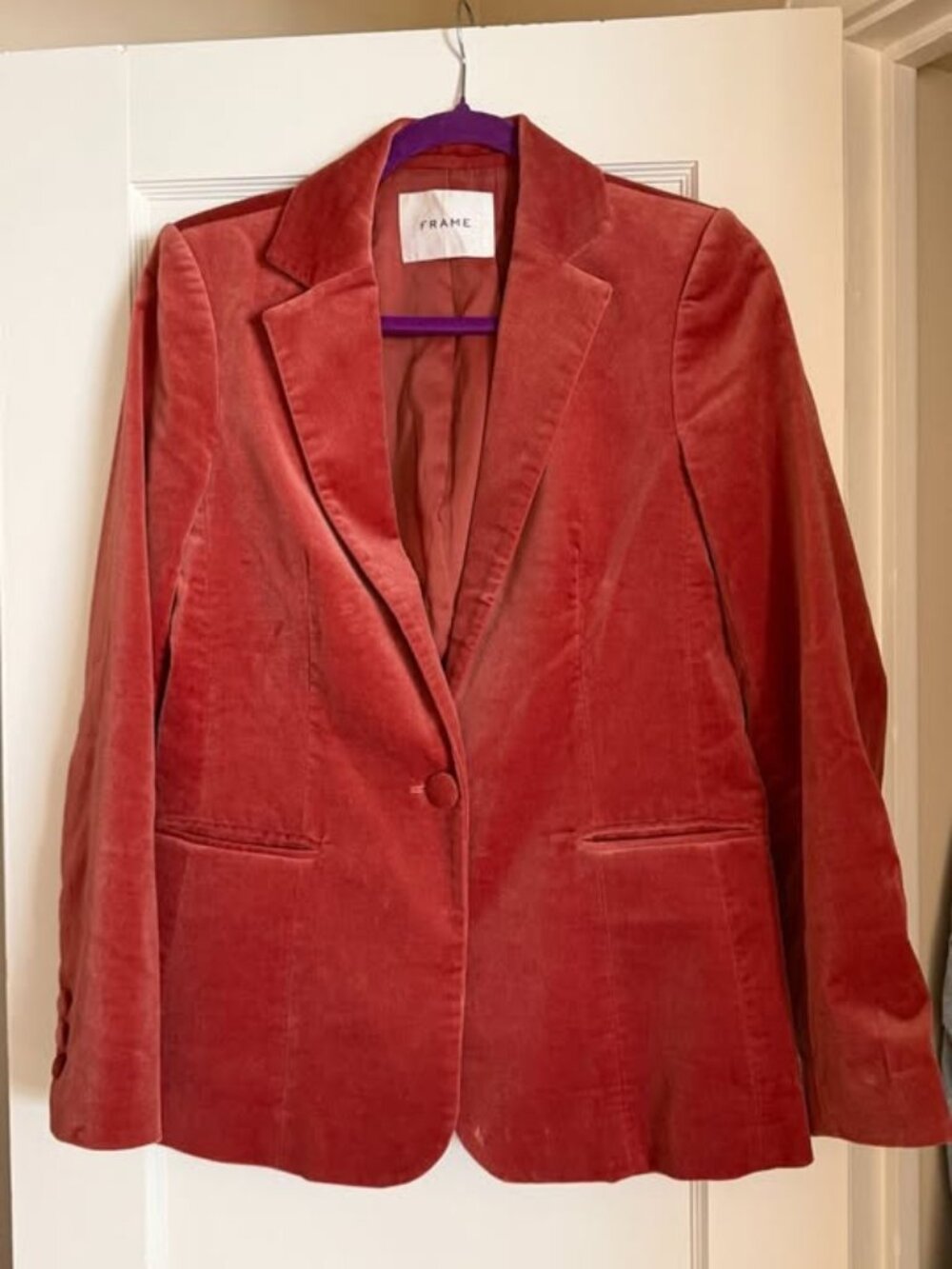 Frame Velvet Blazer Rose Pink Size 2
